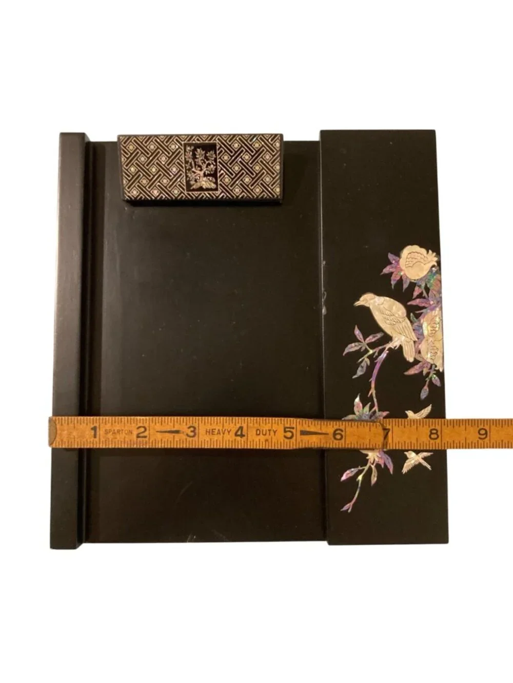 Korean Black Lacquer With Mother of Pearl Inlay Clip Board Writing Box